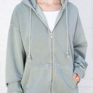 Brandy Melville Oversized (Large/ Xlarge) Christy zip up hoodie Sage green